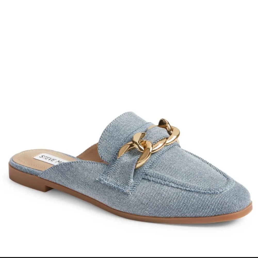 Steve Madden Blue and Gold Slip-On Mules New